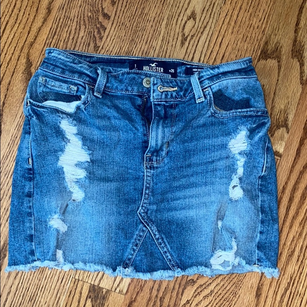 high rise hollister jean skirt size 1 (25)
